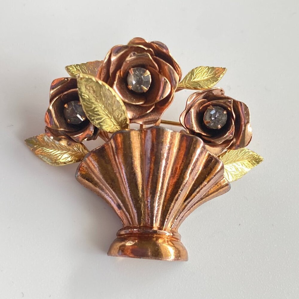 Coro VTG Copper and Gold-Plated Bouquet Brooch​​​​​​​​​